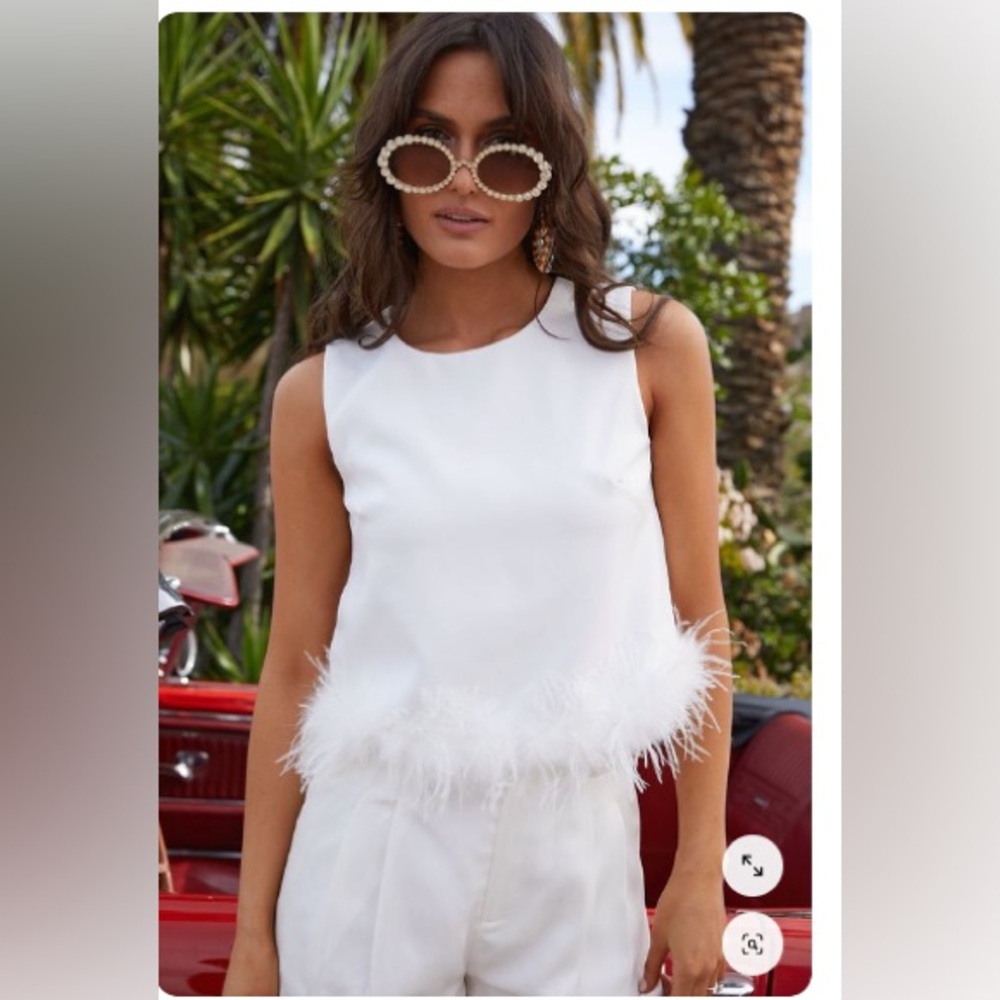 Soulmate White Faux Feather Tank Top - 12th Tribe